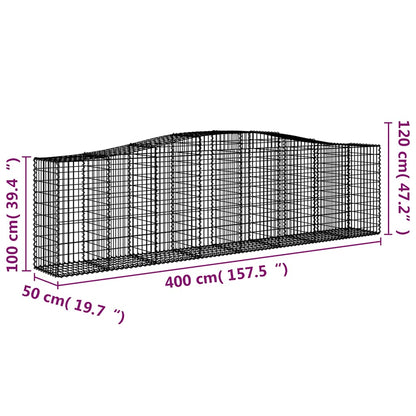 Arched Gabion Baskets 9 pcs 400x50x100/120 cm Galvanised Iron