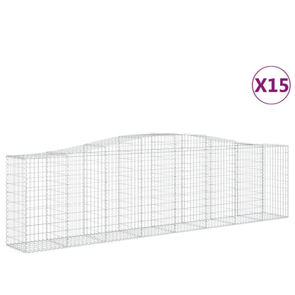 Arched Gabion Baskets 15 pcs 400x50x100/120 cm Galvanised Iron