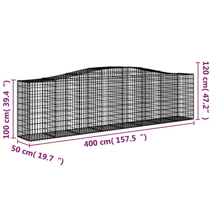 Arched Gabion Baskets 15 pcs 400x50x100/120 cm Galvanised Iron