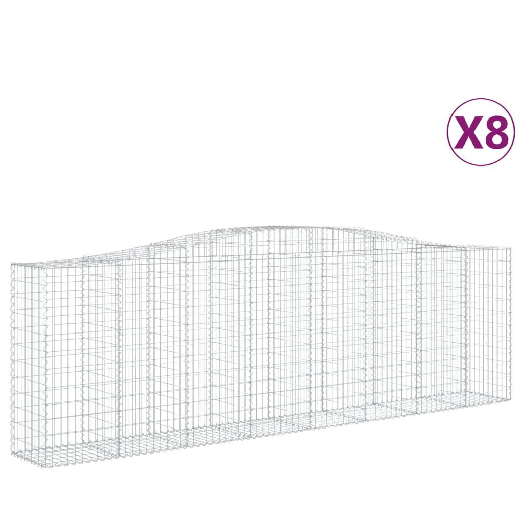 Arched Gabion Baskets 8 pcs 400x50x120/140 cm Galvanised Iron