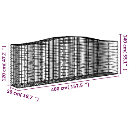 Arched Gabion Baskets 10 pcs 400x50x120/140 cm Galvanised Iron