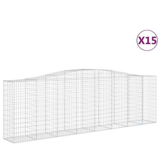 Arched Gabion Baskets 15 pcs 400x50x120/140 cm Galvanised Iron
