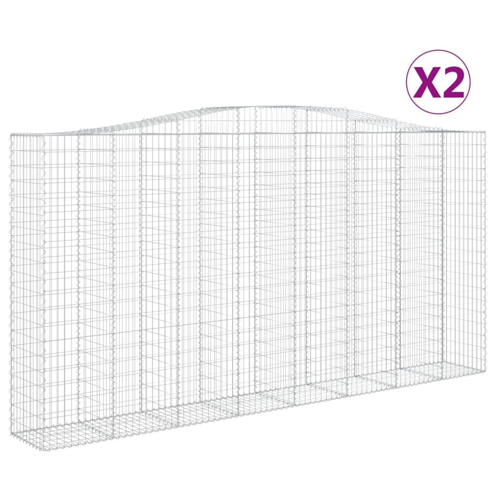 Arched Gabion Baskets 2 pcs 400x50x200/220 cm Galvanised Iron