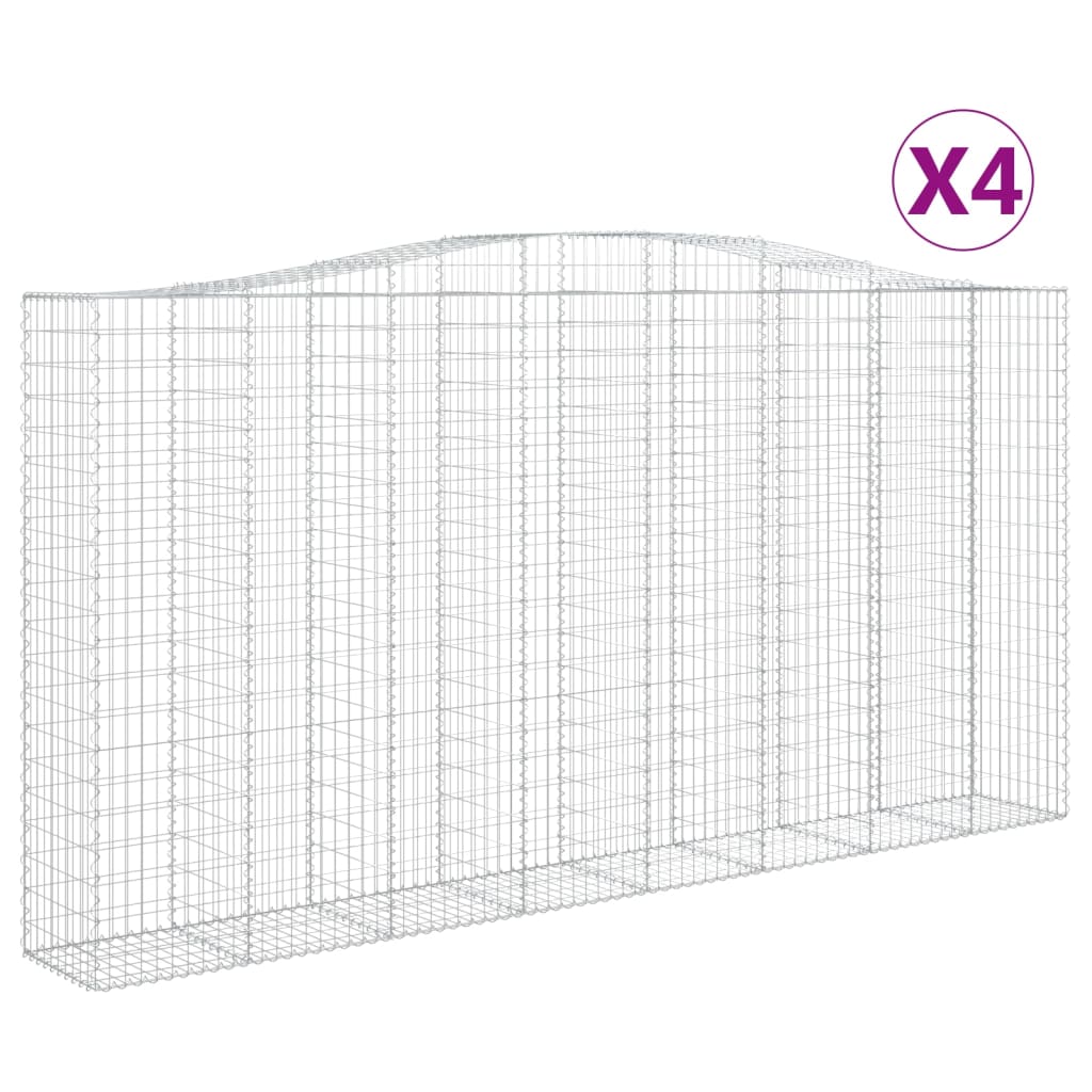 Arched Gabion Baskets 4 pcs 400x50x200/220 cm Galvanised Iron
