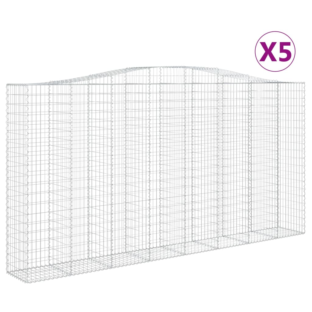 Arched Gabion Baskets 5 pcs 400x50x200/220 cm Galvanised Iron