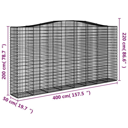 Arched Gabion Baskets 5 pcs 400x50x200/220 cm Galvanised Iron