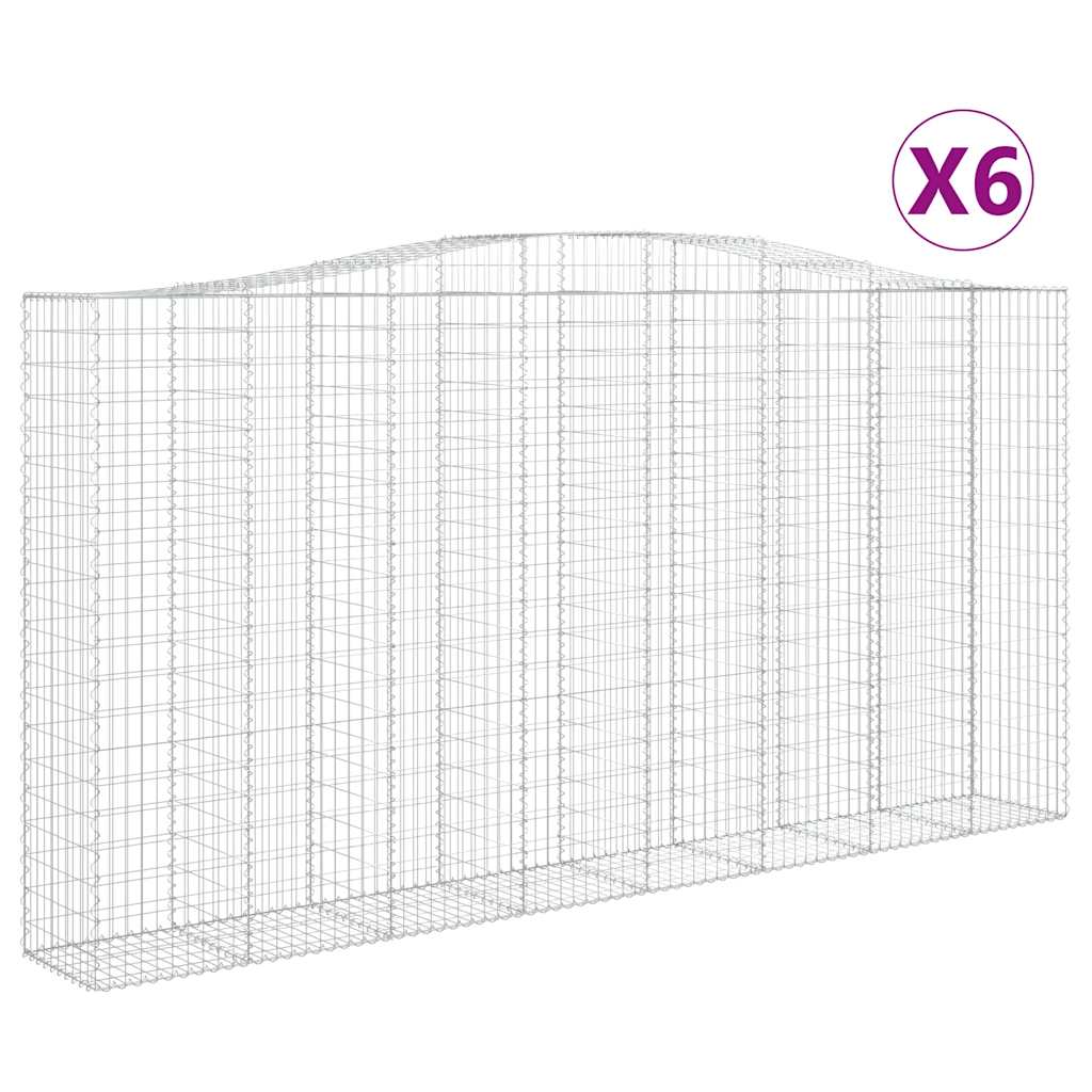 Arched Gabion Baskets 6 pcs 400x50x200/220 cm Galvanised Iron