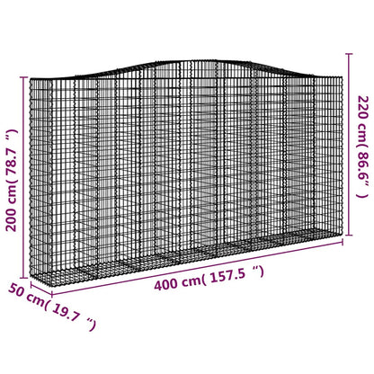 Arched Gabion Baskets 6 pcs 400x50x200/220 cm Galvanised Iron