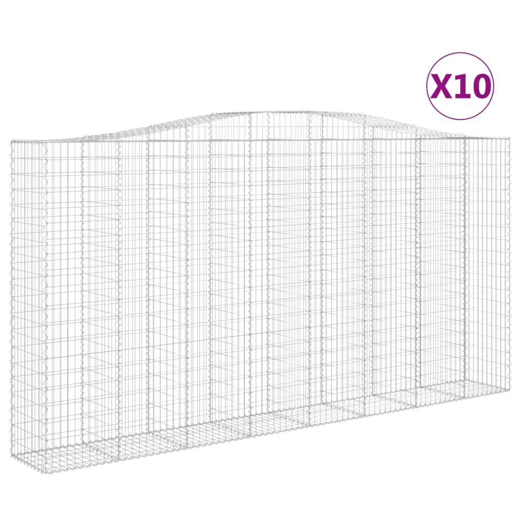 Arched Gabion Baskets 10 pcs 400x50x200/220 cm Galvanised Iron