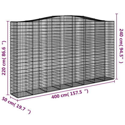 Arched Gabion Baskets 2 pcs 400x50x220/240 cm Galvanised Iron