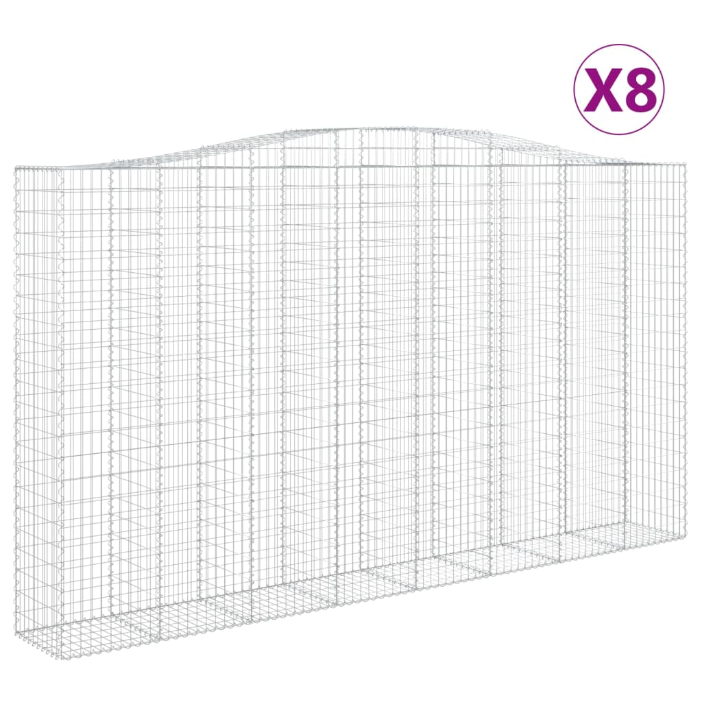 Arched Gabion Baskets 8 pcs 400x50x220/240 cm Galvanised Iron