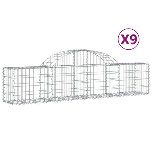 Arched Gabion Baskets 9 pcs 200x30x40/60 cm Galvanised Iron