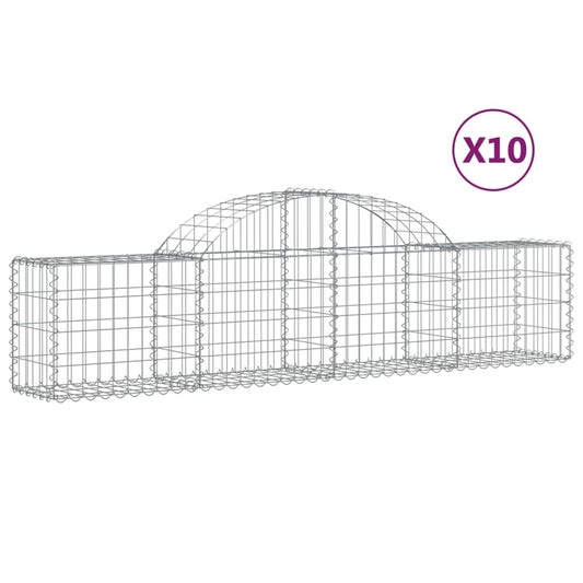 Arched Gabion Baskets 10 pcs 200x30x40/60 cm Galvanised Iron