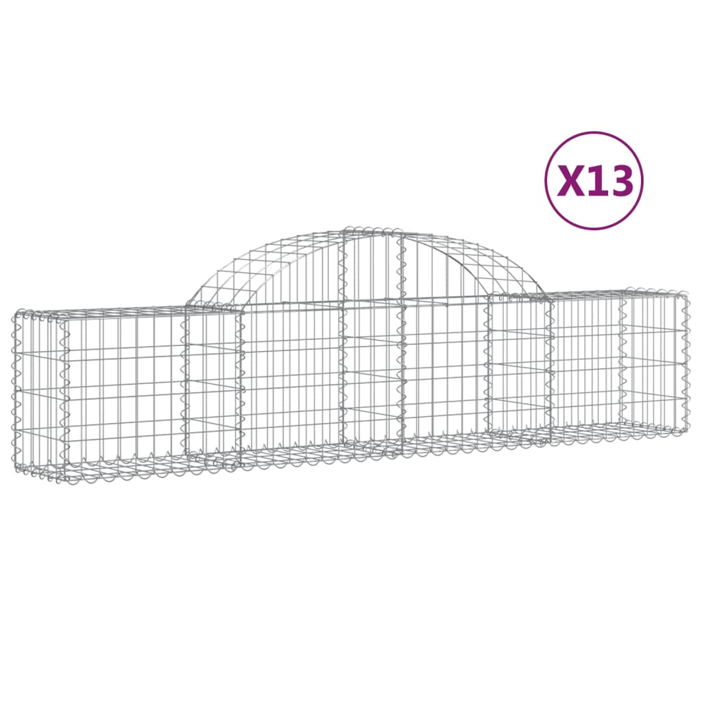 Arched Gabion Baskets 13 pcs 200x30x40/60 cm Galvanised Iron