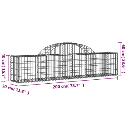 Arched Gabion Baskets 13 pcs 200x30x40/60 cm Galvanised Iron