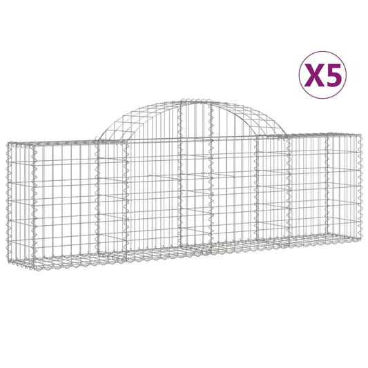 Arched Gabion Baskets 5 pcs 200x30x60/80 cm Galvanised Iron