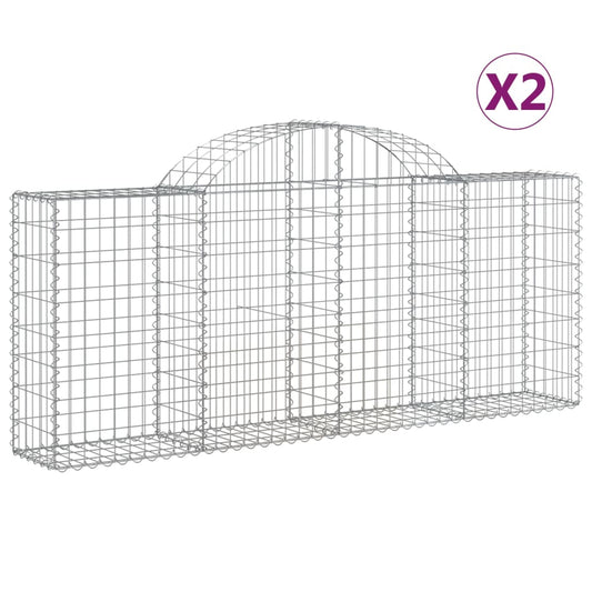 Arched Gabion Baskets 2 pcs 200x30x80/100 cm Galvanised Iron