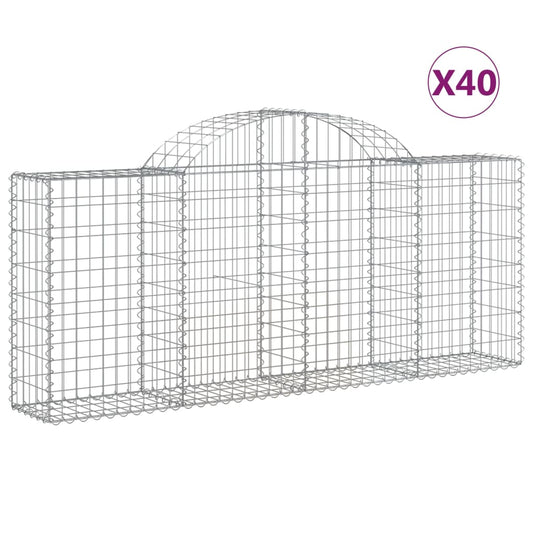 Arched Gabion Baskets 40 pcs 200x30x80/100 cm Galvanised Iron