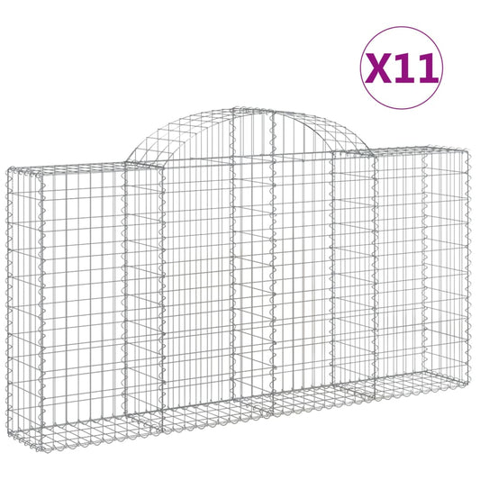 Arched Gabion Baskets 11 pcs 200x30x100/120 cm Galvanised Iron
