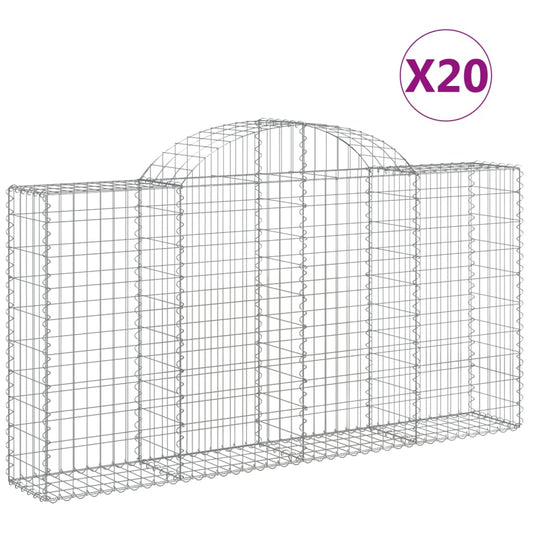 Arched Gabion Baskets 20 pcs 200x30x100/120 cm Galvanised Iron