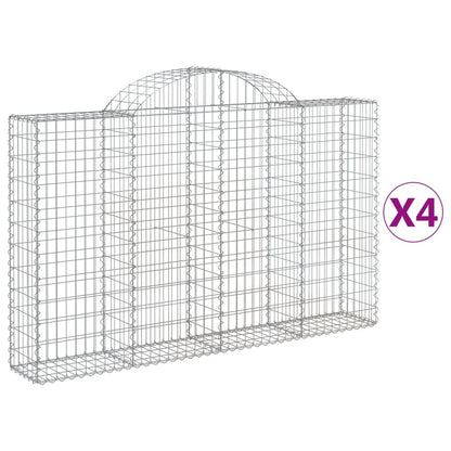 Arched Gabion Baskets 4 pcs 200x30x120/140 cm Galvanised Iron