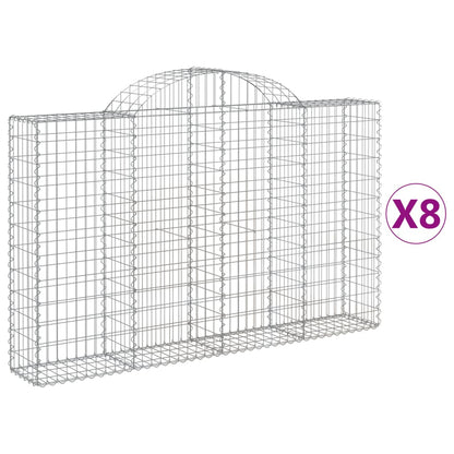 Arched Gabion Baskets 8 pcs 200x30x120/140 cm Galvanised Iron