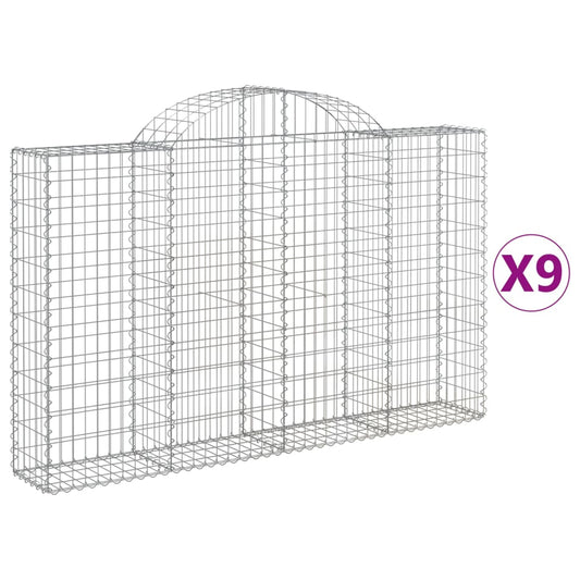 Arched Gabion Baskets 9 pcs 200x30x120/140 cm Galvanised Iron
