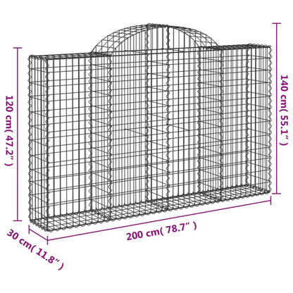 Arched Gabion Baskets 12 pcs 200x30x120/140 cm Galvanised Iron