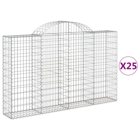 Arched Gabion Baskets 25 pcs 200x30x120/140 cm Galvanised Iron