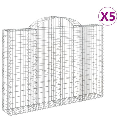 Arched Gabion Baskets 5 pcs 200x30x140/160 cm Galvanised Iron