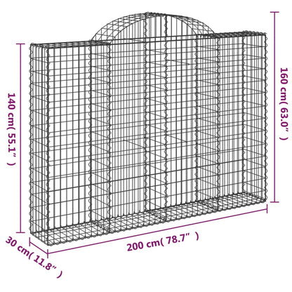 Arched Gabion Baskets 9 pcs 200x30x140/160 cm Galvanised Iron