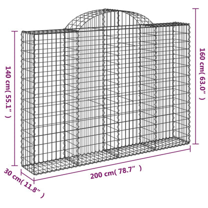 Arched Gabion Baskets 11 pcs 200x30x140/160 cm Galvanised Iron
