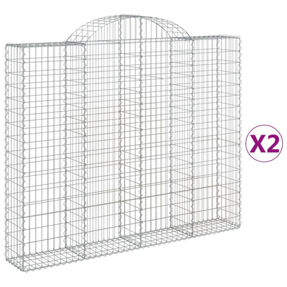 Arched Gabion Baskets 2 pcs 200x30x160/180 cm Galvanised Iron