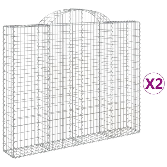 Arched Gabion Baskets 2 pcs 200x30x160/180 cm Galvanised Iron