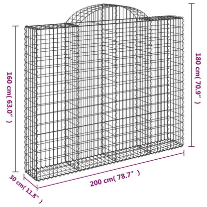 Arched Gabion Baskets 2 pcs 200x30x160/180 cm Galvanised Iron