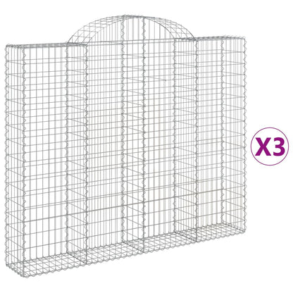 Arched Gabion Baskets 3 pcs 200x30x160/180 cm Galvanised Iron
