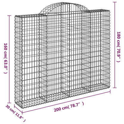 Arched Gabion Baskets 3 pcs 200x30x160/180 cm Galvanised Iron