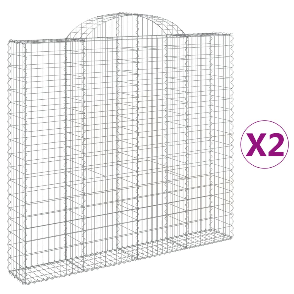 Arched Gabion Baskets 2 pcs 200x30x180/200 cm Galvanised Iron