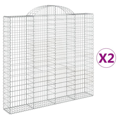 Arched Gabion Baskets 2 pcs 200x30x180/200 cm Galvanised Iron