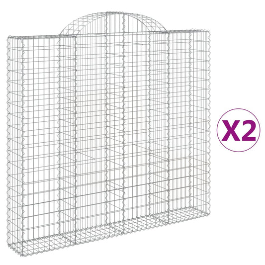 Arched Gabion Baskets 2 pcs 200x30x180/200 cm Galvanised Iron