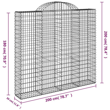 Arched Gabion Baskets 2 pcs 200x30x180/200 cm Galvanised Iron