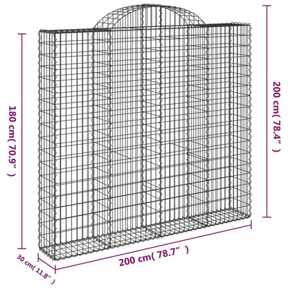 Arched Gabion Baskets 4 pcs 200x30x180/200 cm Galvanised Iron