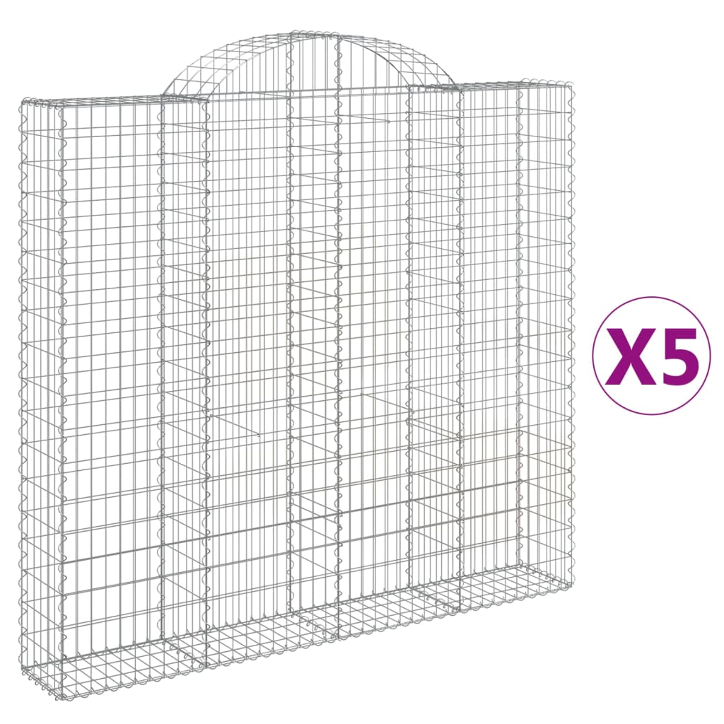 Arched Gabion Baskets 5 pcs 200x30x180/200 cm Galvanised Iron