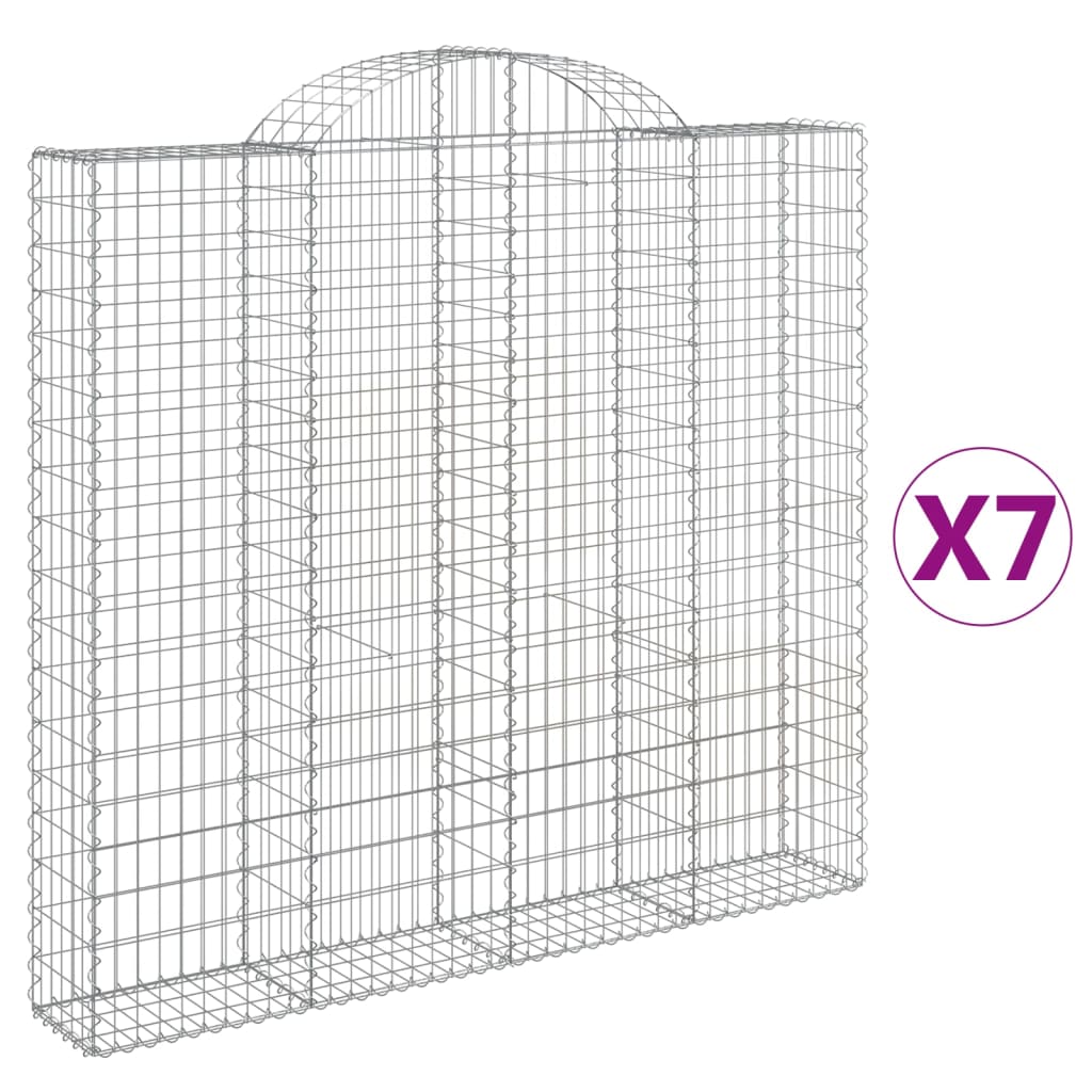 Arched Gabion Baskets 7 pcs 200x30x180/200 cm Galvanised Iron