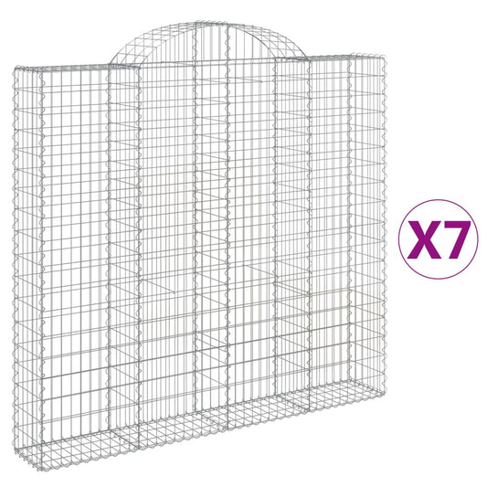 Arched Gabion Baskets 7 pcs 200x30x180/200 cm Galvanised Iron