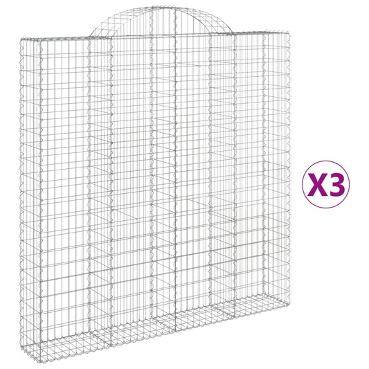 Arched Gabion Baskets 3 pcs 200x30x200/220 cm Galvanised Iron
