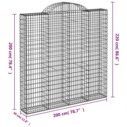 Arched Gabion Baskets 3 pcs 200x30x200/220 cm Galvanised Iron