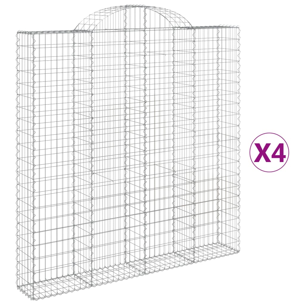 Arched Gabion Baskets 4 pcs 200x30x200/220 cm Galvanised Iron