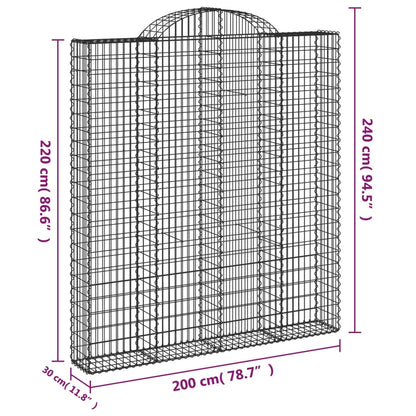 Arched Gabion Baskets 3 pcs 200x30x220/240 cm Galvanised Iron