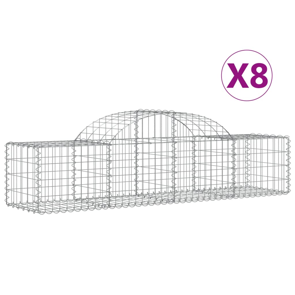 Arched Gabion Baskets 8 pcs 200x50x40/60 cm Galvanised Iron